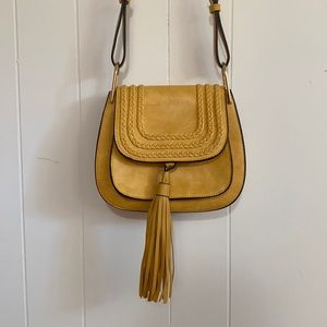 Golden yellow vegan leather crossbody purse EUC